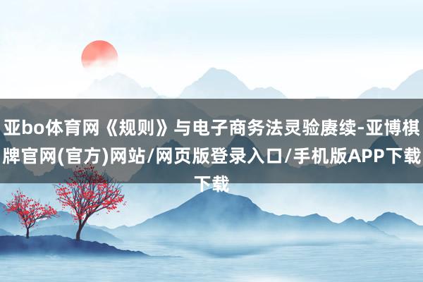 亚bo体育网《规则》与电子商务法灵验赓续-亚博棋牌官网(官方)网站/网页版登录入口/手机版APP下载